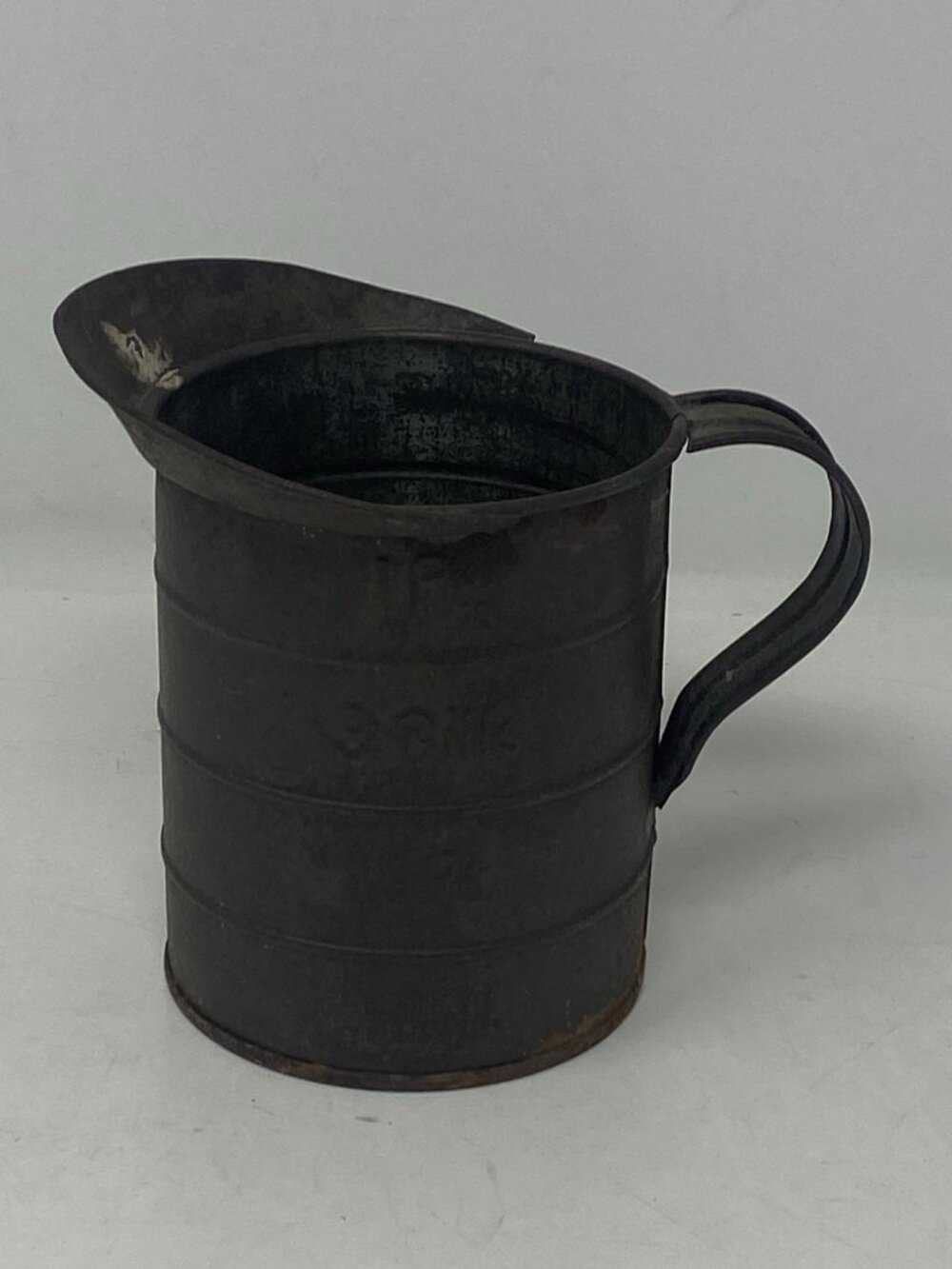 Antique Tin Measuring Pitcher 1 Pint 3 Gills Rustic Primitive Farmhouse